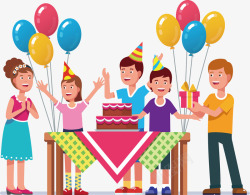 蛋糕和人矢量图庆祝生日的人矢量图高清图片
