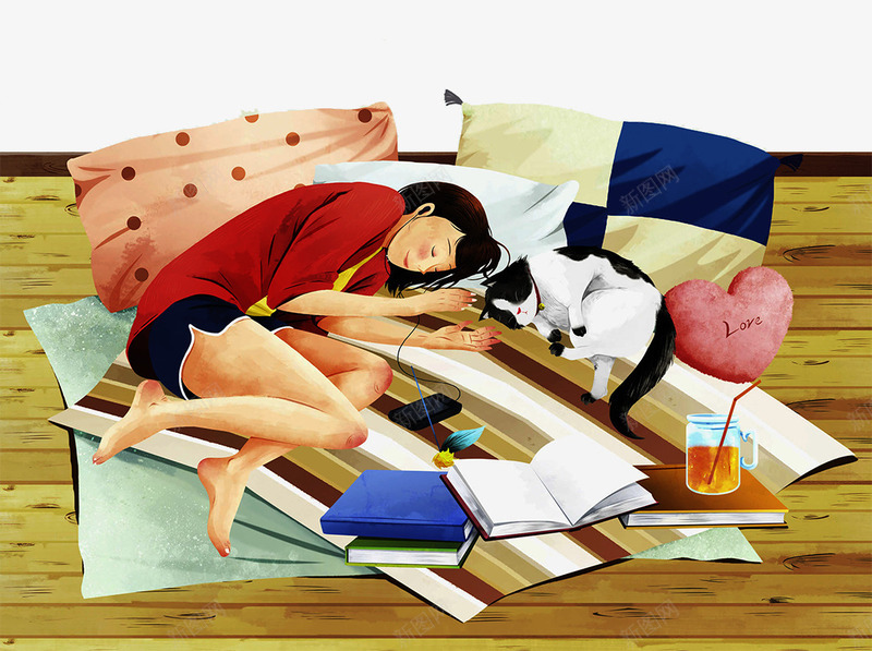 装饰插图疲惫睡着的女孩png免抠素材_新图网 https://ixintu.com 劳累 工作后睡着了 疲惫 睡着的女人 睡着的女孩 红衣女孩 装饰插图