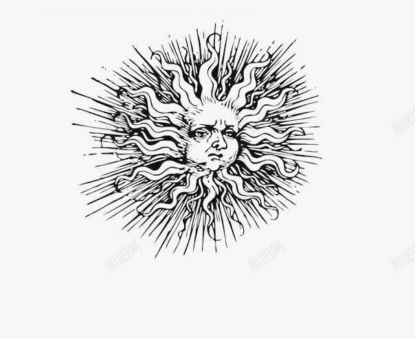 手绘太阳png免抠素材_新图网 https://ixintu.com 图片 简单的图片 素描 素描太阳 素材 装饰图案