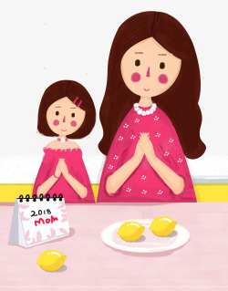 母亲节庆祝母亲节可爱插图母女一起庆祝高清图片