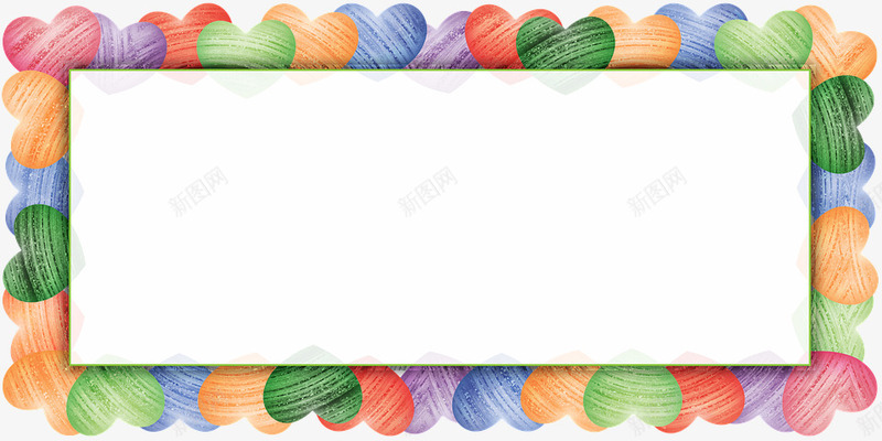 彩色爱心围绕长方形png免抠素材_新图网 https://ixintu.com 发布 宣布 心 气球 环路 闪光