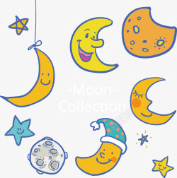 月亮形象手绘月亮卡通形象高清图片
