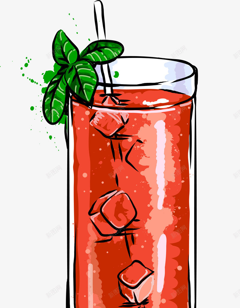 红色美味果汁png免抠素材_新图网 https://ixintu.com 冰块 果汁 清凉夏日 红色 美味 装饰图案 饮料