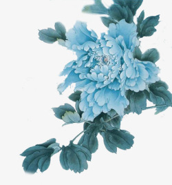 蓝色牡丹花装饰素材