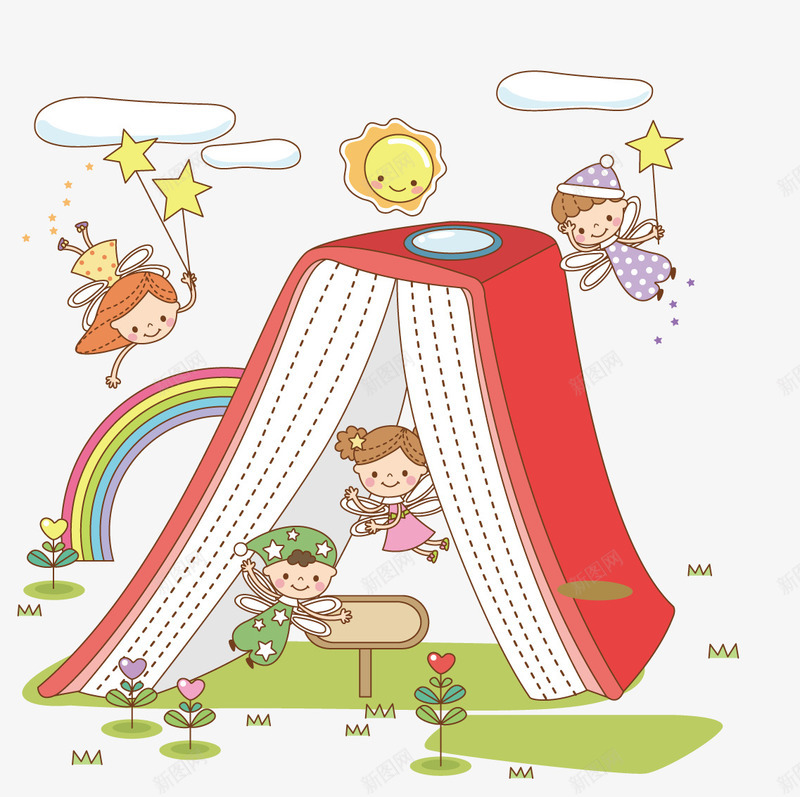 五角星小天使png免抠素材_新图网 https://ixintu.com 五角星 天花朵 太阳