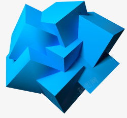蓝色立体方块矢量图素材