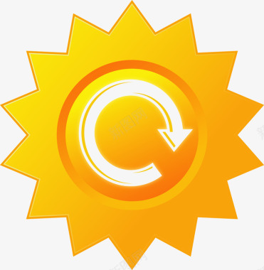 循环的金色太阳按钮图图标图标