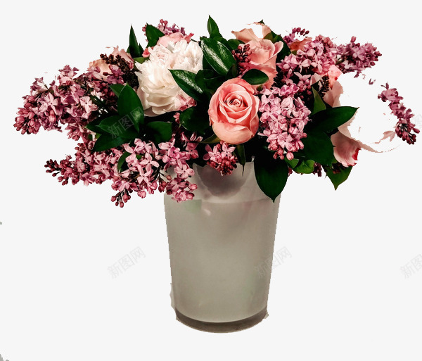 装满鲜花的花瓶png免抠素材_新图网 https://ixintu.com 牡丹 玫瑰 粉红色的花 花瓶 鲜花