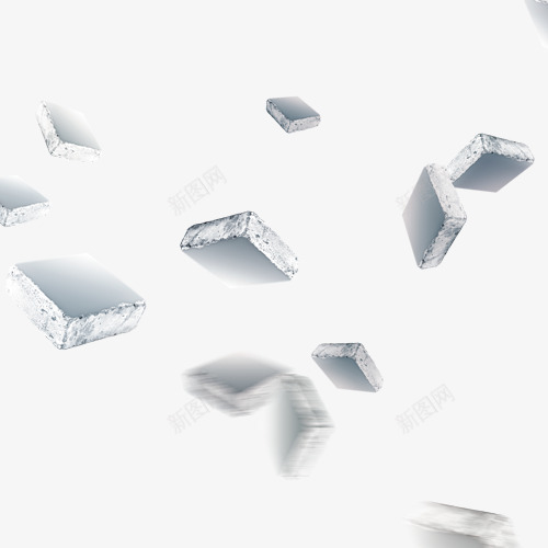 银色方形psd免抠素材_新图网 https://ixintu.com 冰块 正方形 节日元素 装饰图案 银色