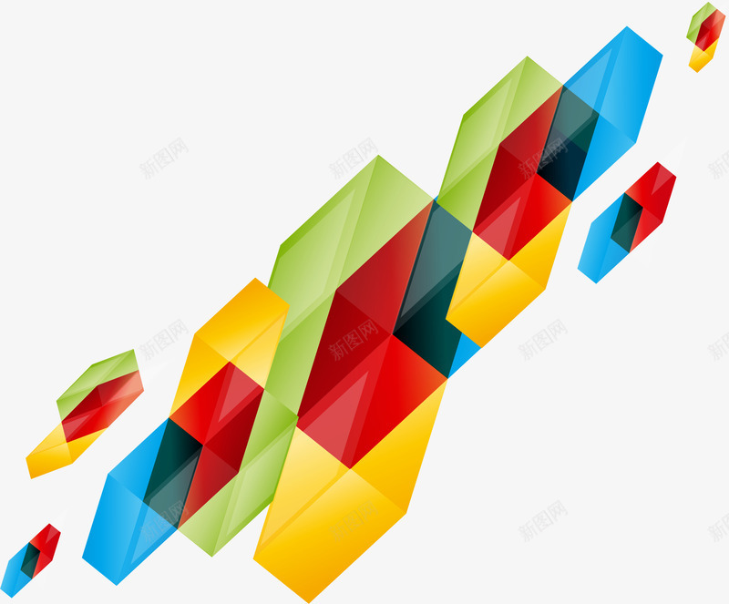 方块透视png免抠素材_新图网 https://ixintu.com 彩色 方块 透视