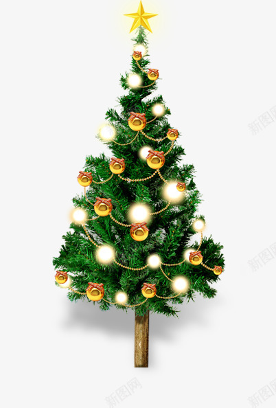 圣诞闪光发光彩球树png免抠素材_新图网 https://ixintu.com 发光彩球 圣诞树 节日气氛