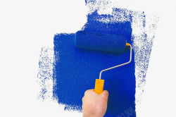 刷墙用蓝色粉刷效果高清图片