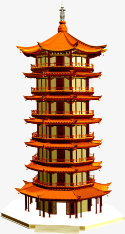 有木塔中秋节手绘古典木塔高清图片