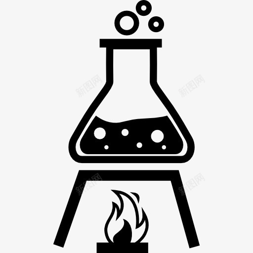 加热一瓶测试液对火焰图标png_新图网 https://ixintu.com 加热 实验科学的图标 容器 火 热试验 瓶