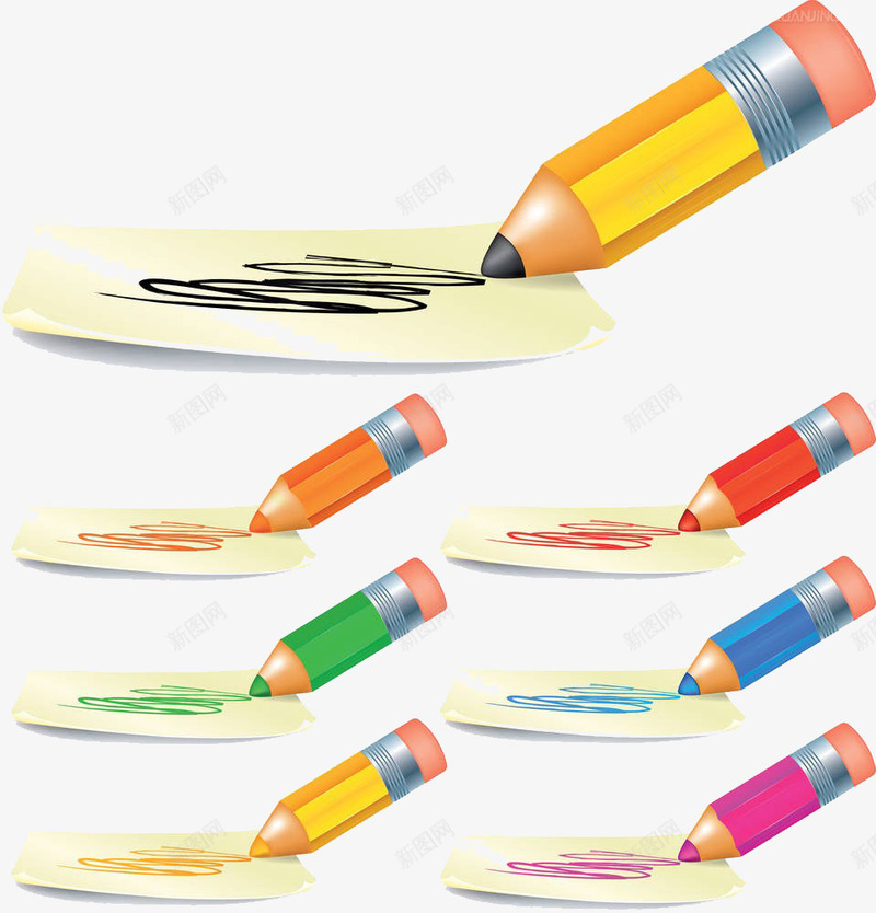 多种不同颜色笔png免抠素材_新图网 https://ixintu.com 云彩笔刷 画画 笔 绘画 蜡笔