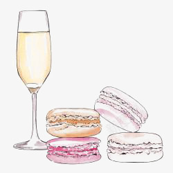下午茶png免抠素材_新图网 https://ixintu.com 庆祝 水彩甜点 香槟 马卡龙 高脚杯