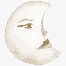 手绘人脸月亮素材