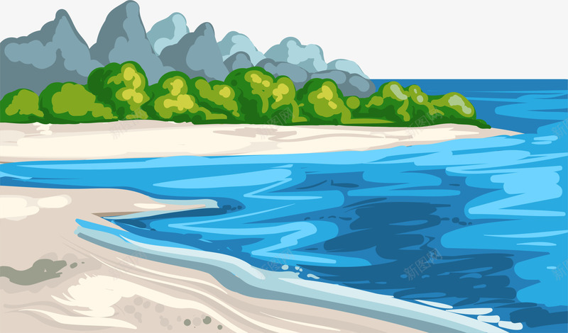 蓝色美丽沙滩png免抠素材_新图网 https://ixintu.com 免抠PNG 大海 沙滩 海洋 美丽 美图边框 蓝色 边框纹理