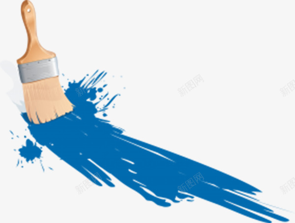蓝色漆墙刷png免抠素材_新图网 https://ixintu.com 产品实物 刷子 木笔刷 蓝色油漆 软笔刷
