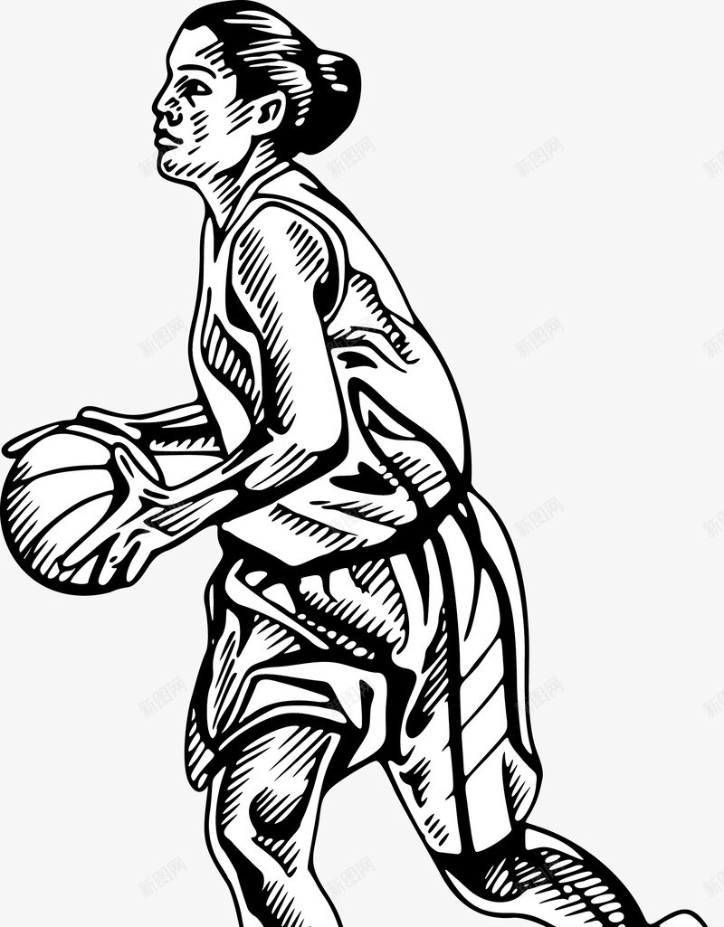 手绘打篮球的女人png免抠素材_新图网 https://ixintu.com 人物 女孩 投篮 男人 篮球员 运动 运动员 阳刚 阳刚之气