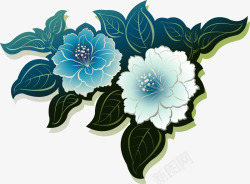 蓝色创意花朵牡丹素材