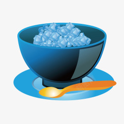 蓝色瓷碗一碗碎冰高清图片