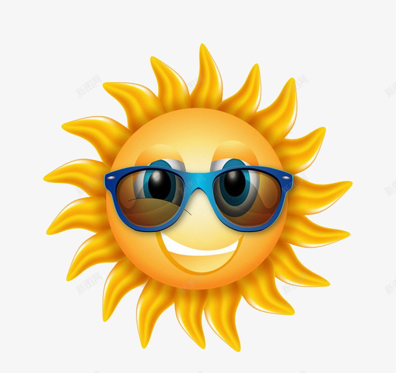 戴眼镜的太阳png免抠素材_新图网 https://ixintu.com 可爱太阳 手绘太阳 眼镜 金色