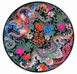 中国风刺绣双喜素材