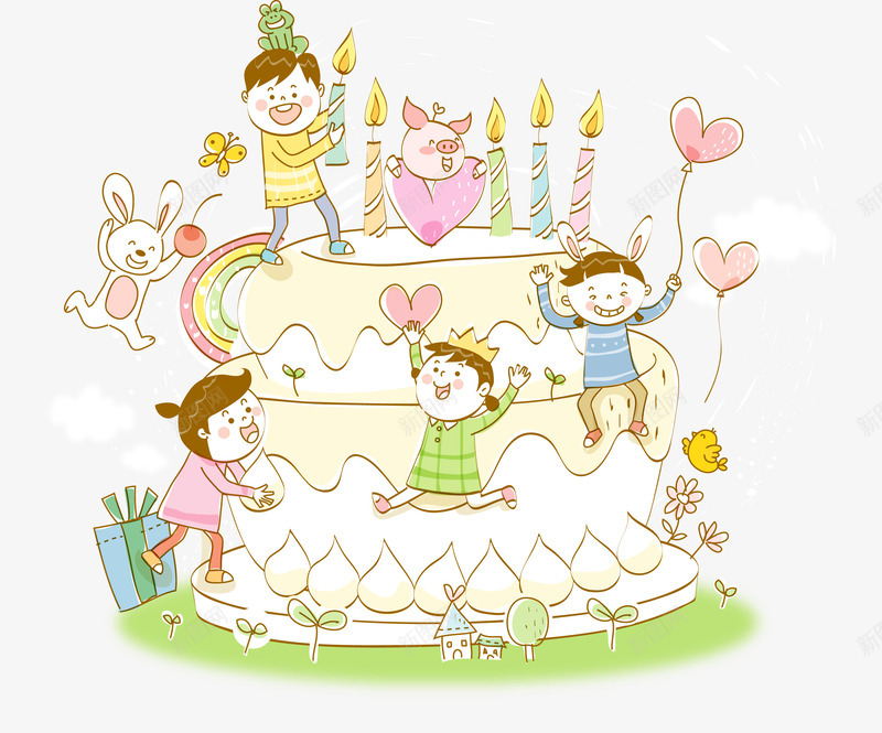 生日蛋糕png免抠素材_新图网 https://ixintu.com 小孩子 庆祝 欢快 生日 蛋糕