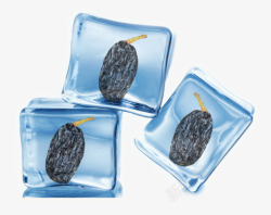 缁胯壊鍏夌幆创意冰块中的黑加仑高清图片