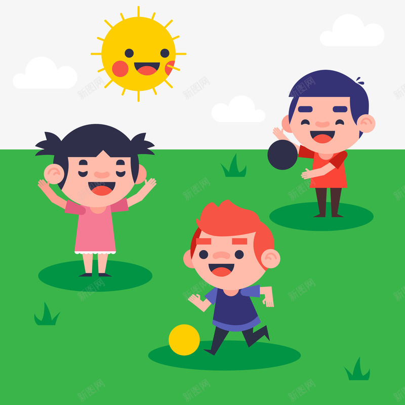 孩子们在公园里玩png免抠素材_新图网 https://ixintu.com 公园 太阳 孩子们 开心 开心的人 玩耍 踢球