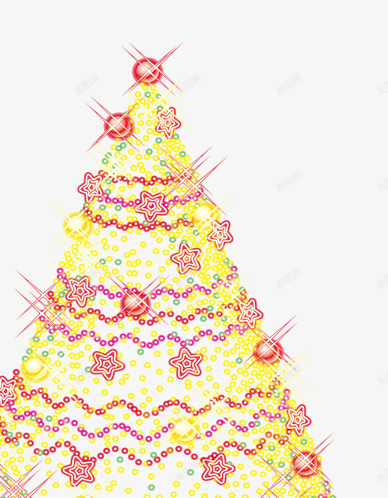 闪亮的圣诞树png免抠素材_新图网 https://ixintu.com 圣诞树 大气 金色 金色圣诞树 闪光