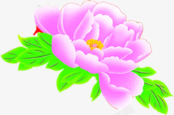 粉色牡丹绿叶装饰素材
