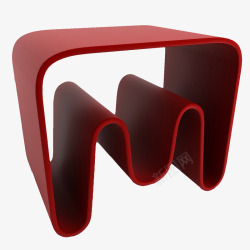 红色波浪塑料凳子素材