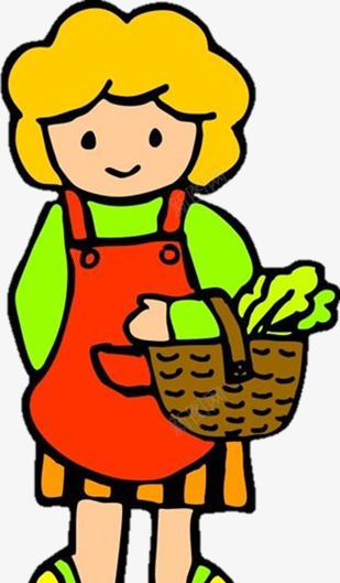 挎菜篮的女人卡通造型png免抠素材_新图网 https://ixintu.com 买菜的人 卡通人物 卡通女人 带菜篮的人 挎菜篮的人
