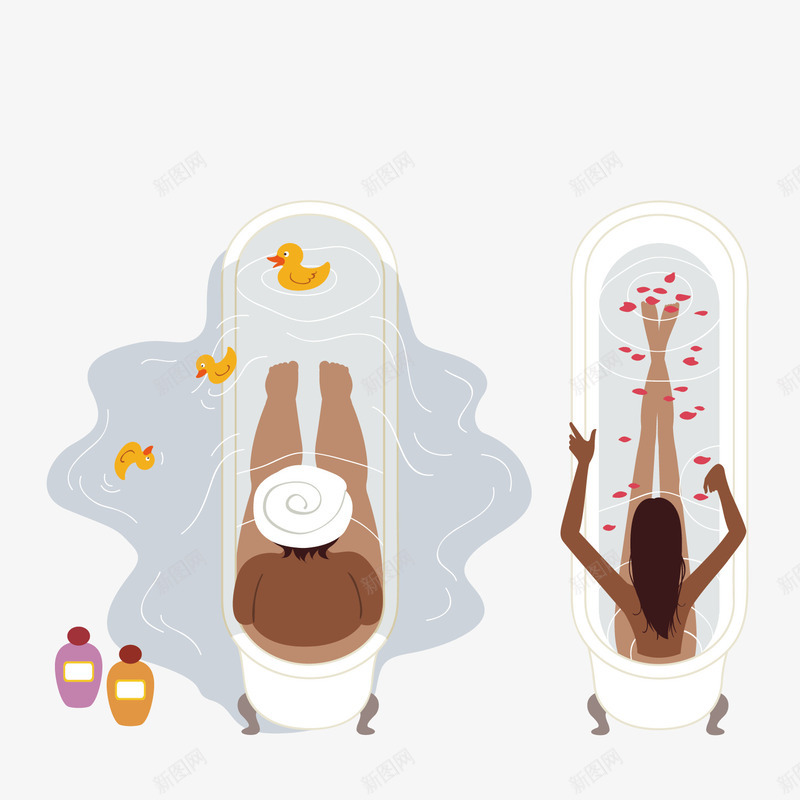 躺在浴缸中的女人对比png免抠素材_新图网 https://ixintu.com 洗浴 浴缸 瘦身 肥胖