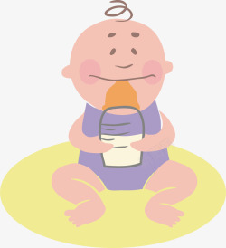 黄色奶瓶微笑婴儿矢量图高清图片