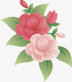 彩色手绘牡丹素材