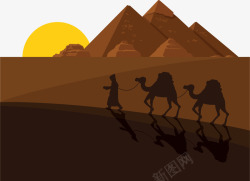埃及旅游美丽日落矢量图素材