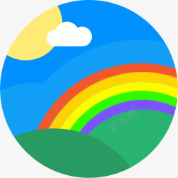 卡通圆形按钮卡通彩虹图标高清图片