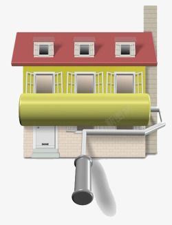 油漆房子房子油漆滚筒刷高清图片