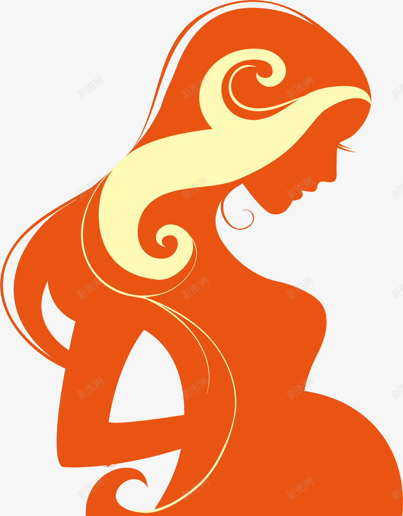 橙色孕妇png免抠素材_新图网 https://ixintu.com 孕妇 孕妇卡通 孕妇手绘 孕妈妈卡通 怀孕女人 橙色