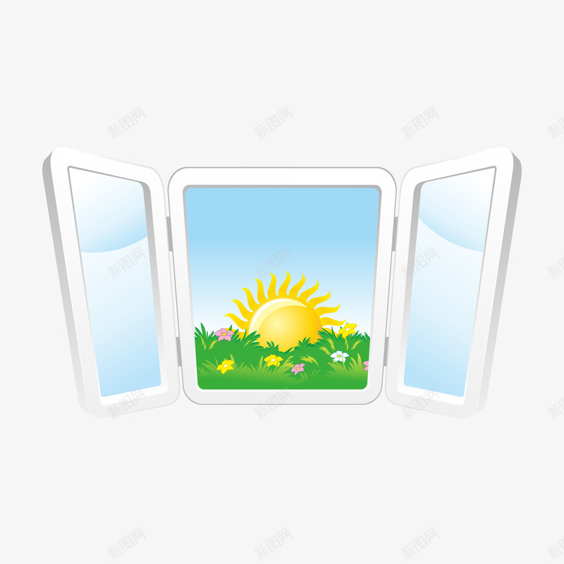打开的窗户和太阳矢量图ai免抠素材_新图网 https://ixintu.com 太阳 手绘 打开 窗户 矢量图