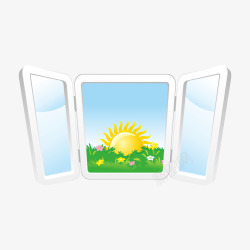 打开的窗户打开的窗户和太阳矢量图高清图片