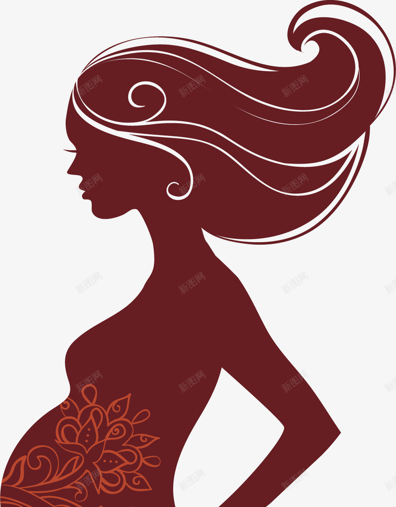 长发的孕妇png免抠素材_新图网 https://ixintu.com 孕妇 孕妇卡通 孕妇手绘 孕妈妈卡通 怀孕女人 长发孕妇