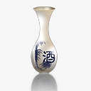 青花瓷剪影壁画中国风素描中国风剪影酒瓶高清图片