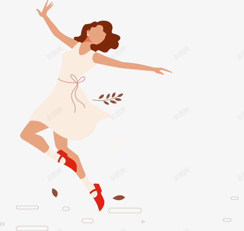 女子飞跃舞姿卡通跳舞人物图png免抠素材_新图网 https://ixintu.com 人物 女人 女子 女孩 姿势 手绘 玩耍 矢量装饰 设计 跳舞 飞跃 飞跃舞姿
