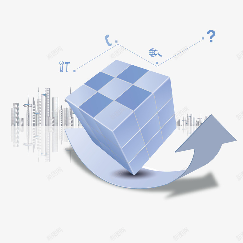 商务矢量图ai免抠素材_新图网 https://ixintu.com 商务 建筑 立体方块 箭头 矢量图