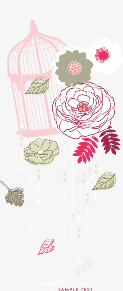 手绘牡丹玫瑰花素材