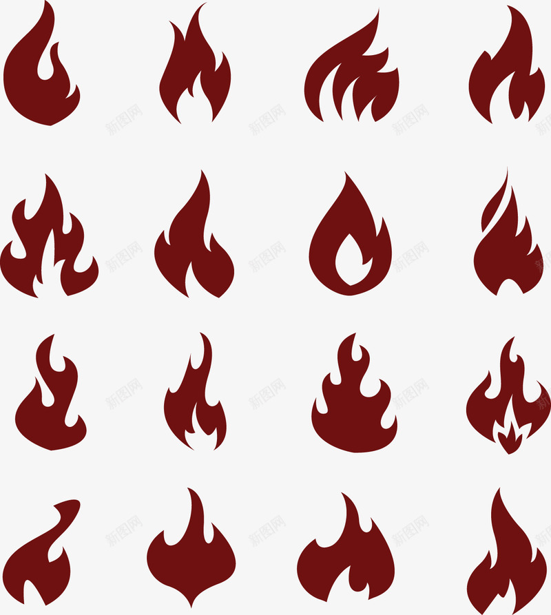 16款火焰图标矢量图ai_新图网 https://ixintu.com 火焰图标 火焰矢量 火焰素材 火焰设计 矢量图